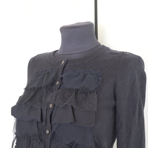 Vintage Y2K Abercrombie & Fitch Ruffle Lace Babydoll Cardigan Sweater Sz S - Picture 6 of 9